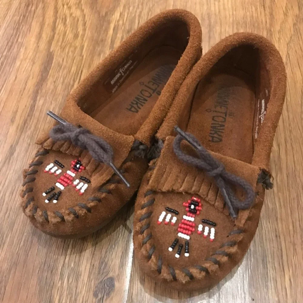 Kids beaded suede minnetonka moccasins